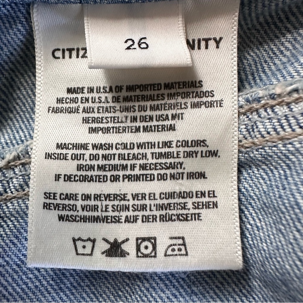 Citizens of Humanity Surplus Utility Jeans Size 26 High Rise 100% Organic Cotton - Picture 7 of 12